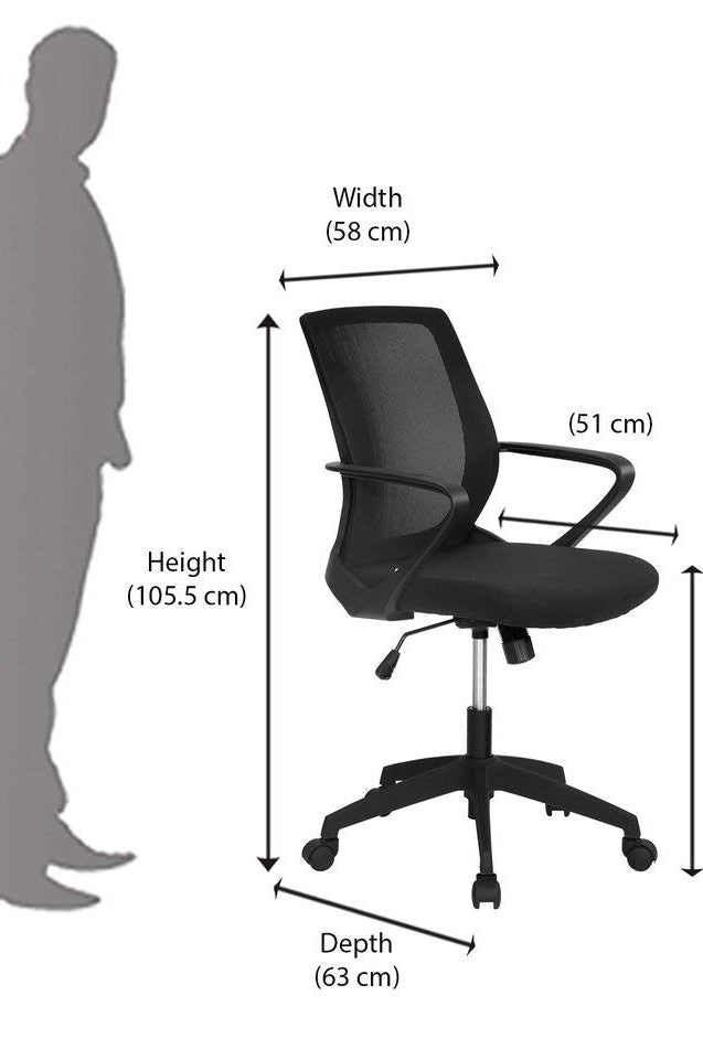 Nilkamal Scoop Mid Back Office Chair (Black) | HOMEGENIC.