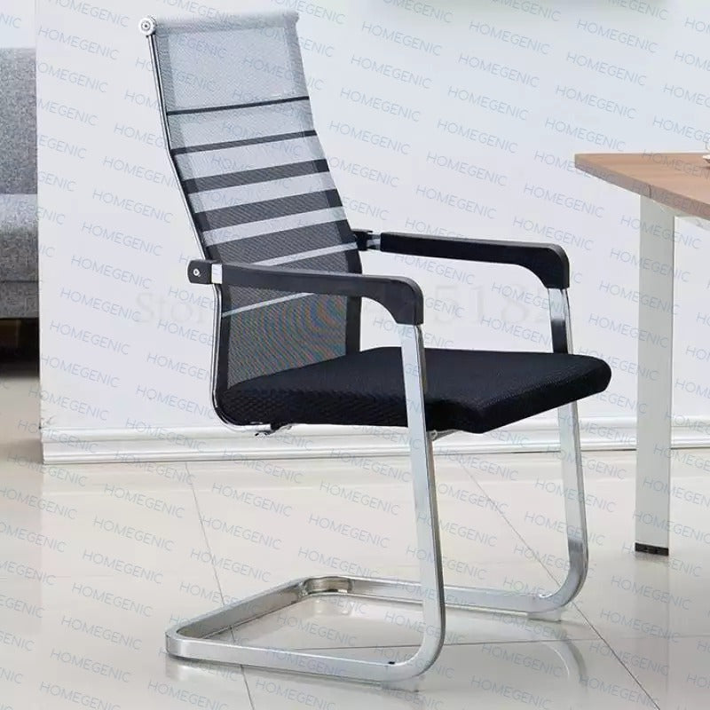 Homegenic S Type Cantilever Mesh Office Visitor Chairs (Stainless Steel) Rectangular Pipe | HOMEGENIC.