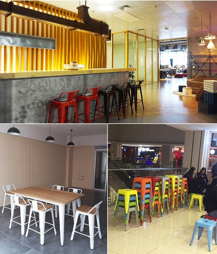 Torup Tolix Metal Bistro Bar Stool with Wood Seat- 30" | HOMEGENIC.