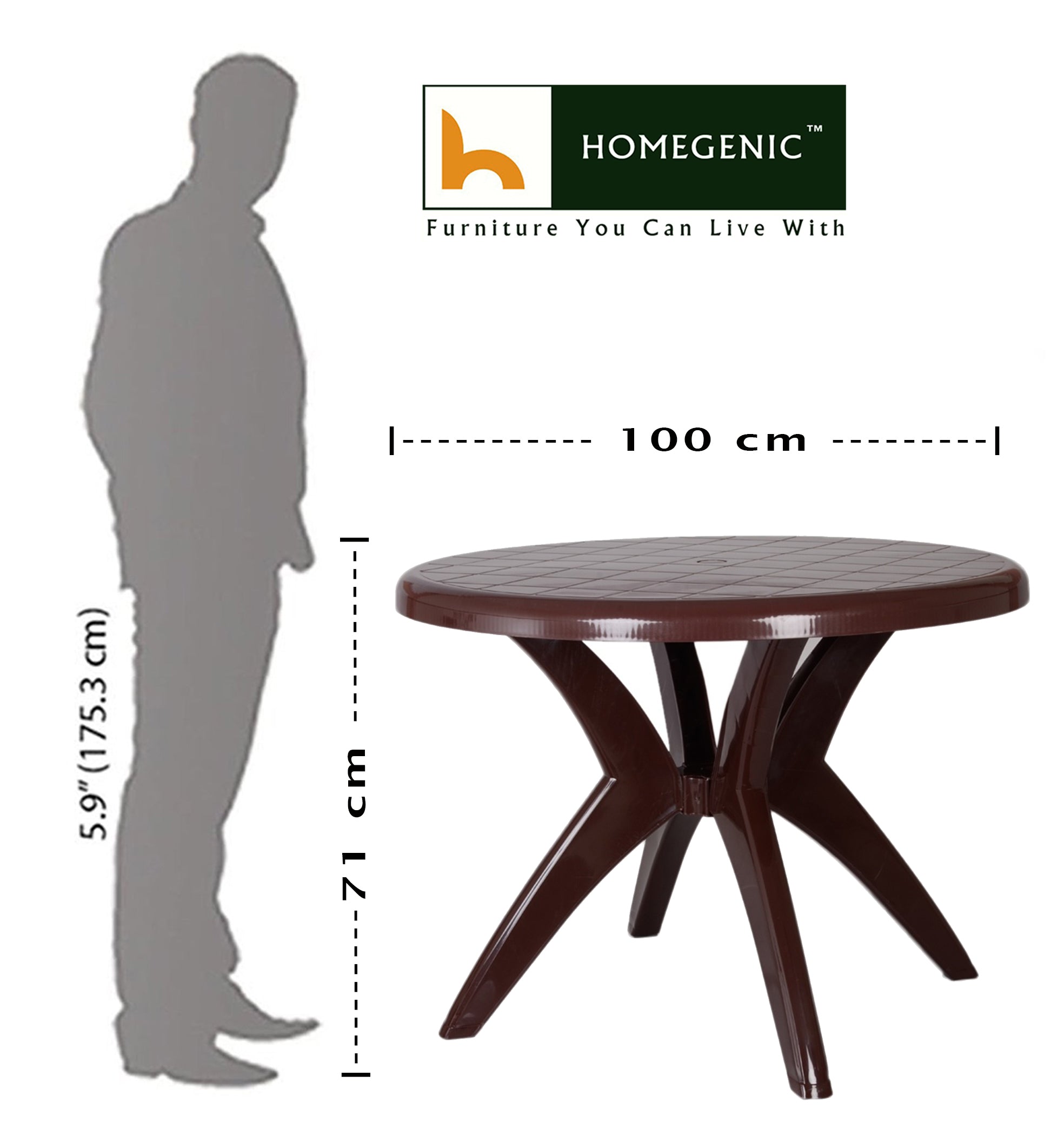 Kisan Round Dining Table DT2011 (Brown) | HOMEGENIC.