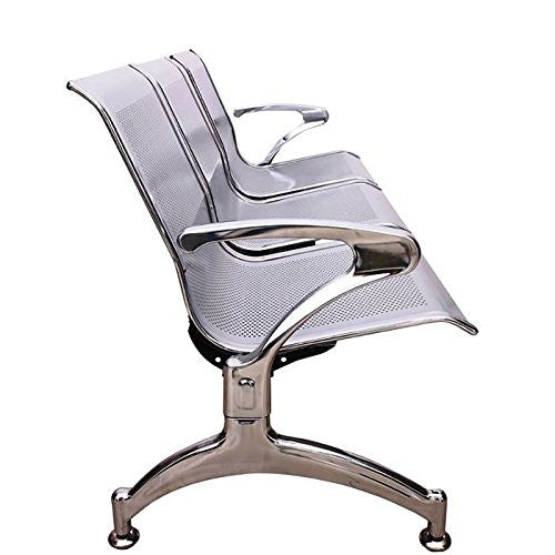 Nilkamal Italia 3 Seater Bench Reception Chair (Silver) | HOMEGENIC.