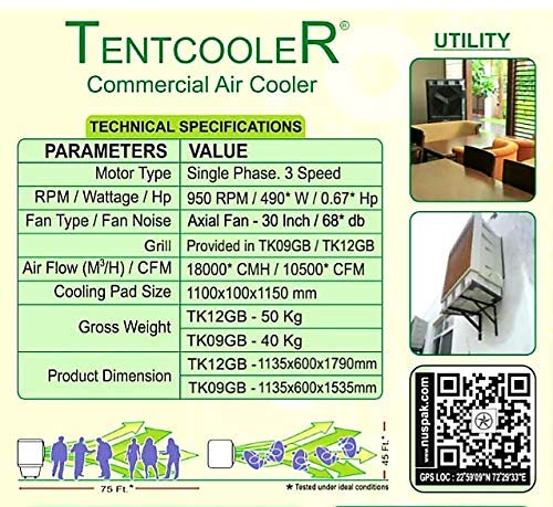 Nuspak Commercial Air Cooler 30" Fan with 90 litre Capacity | HOMEGENIC.