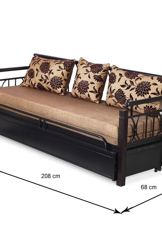 Nilkamal Flint Two Seater Sofa cum Bed (Black) | HOMEGENIC.