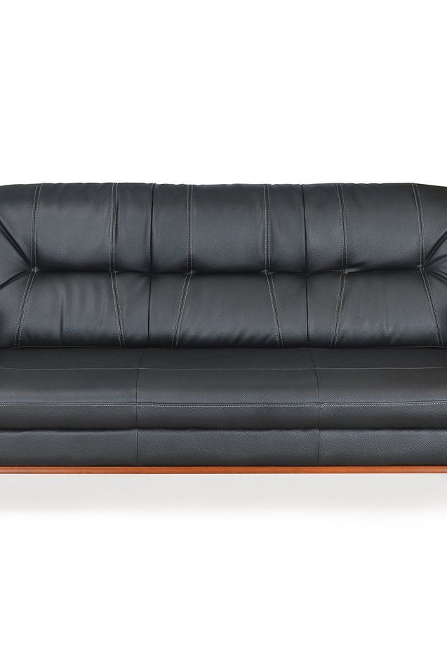 Nilkamal Wooden With Leatherite Legacy Sofa Set 3+2 (Oak & Black) Without Coffee Table | HOMEGENIC.