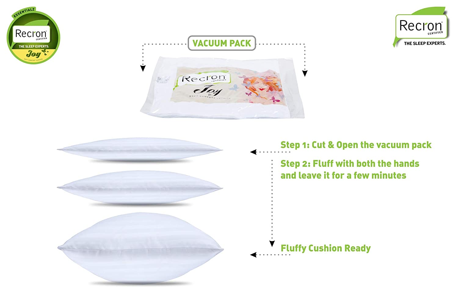 Recron Certified Paradise Microfiber Cushions 16 x 16 inch, White - Set of 5 | HOMEGENIC.