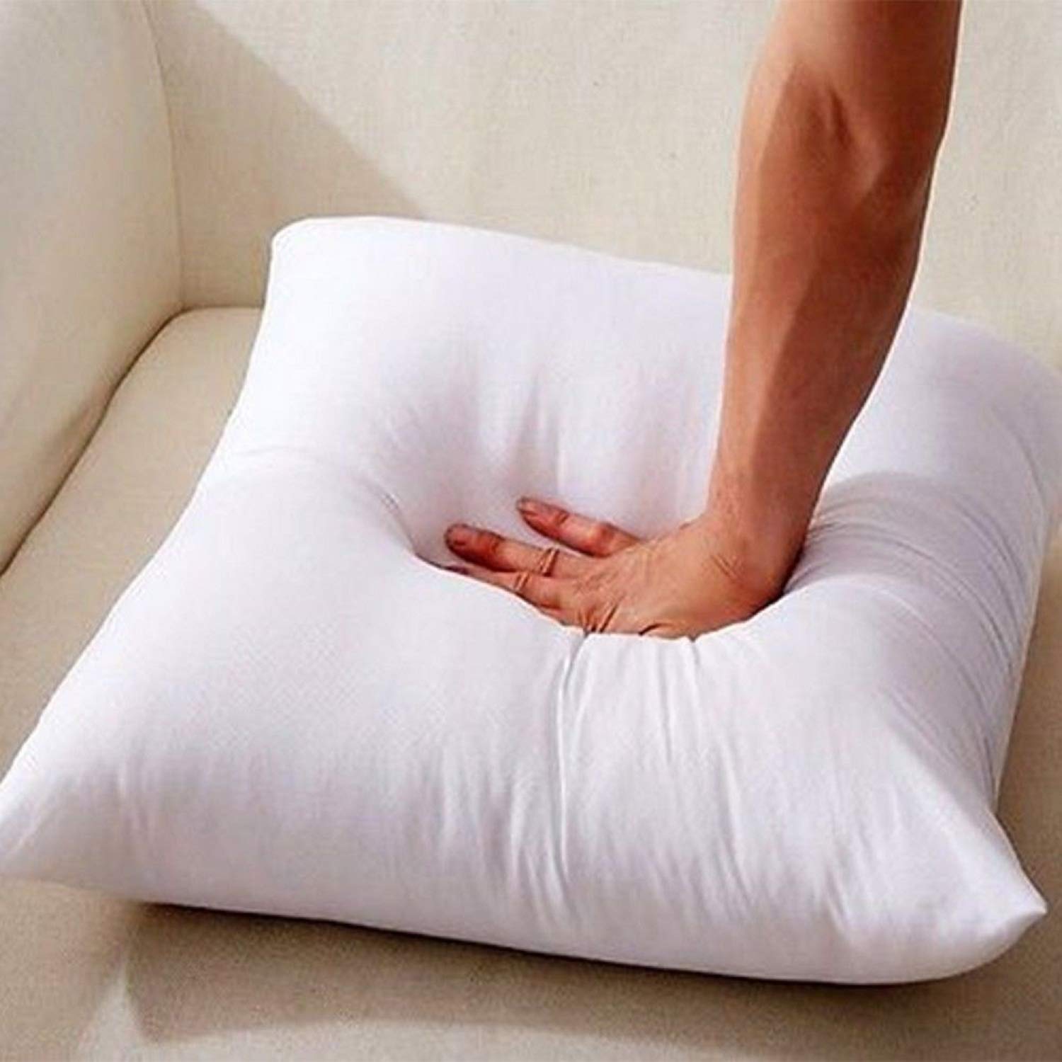 Recron Certified Paradise Microfiber Cushions 16 x 16 inch, White - Set of 5 | HOMEGENIC.