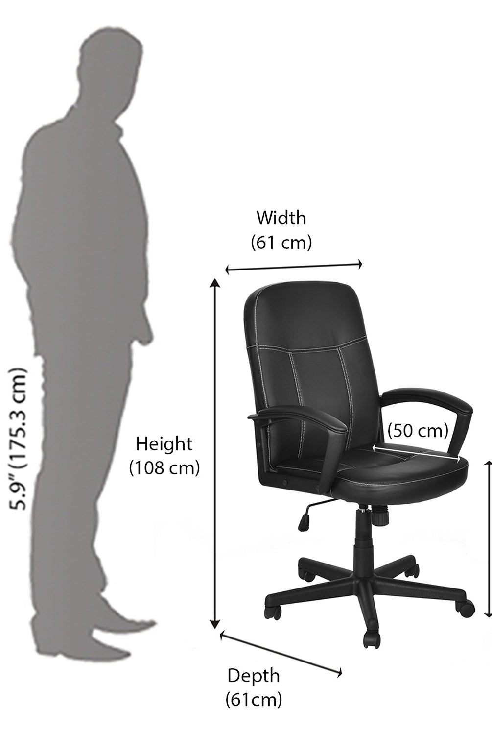 Nilkamal Mayor Mid Back Office Chair (Black) | HOMEGENIC.