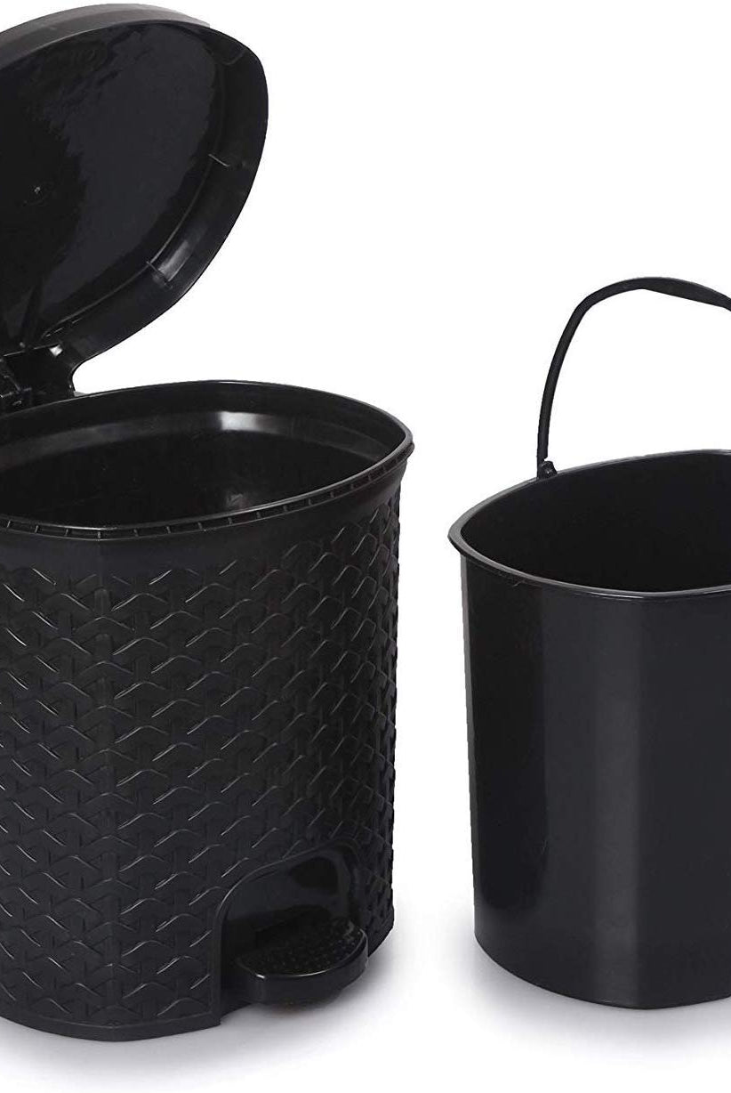 Nilkamal Dustbin for Home, Kitchen, Restaurant Rattan Design with Paddle- 12 Ltr | HOMEGENIC.