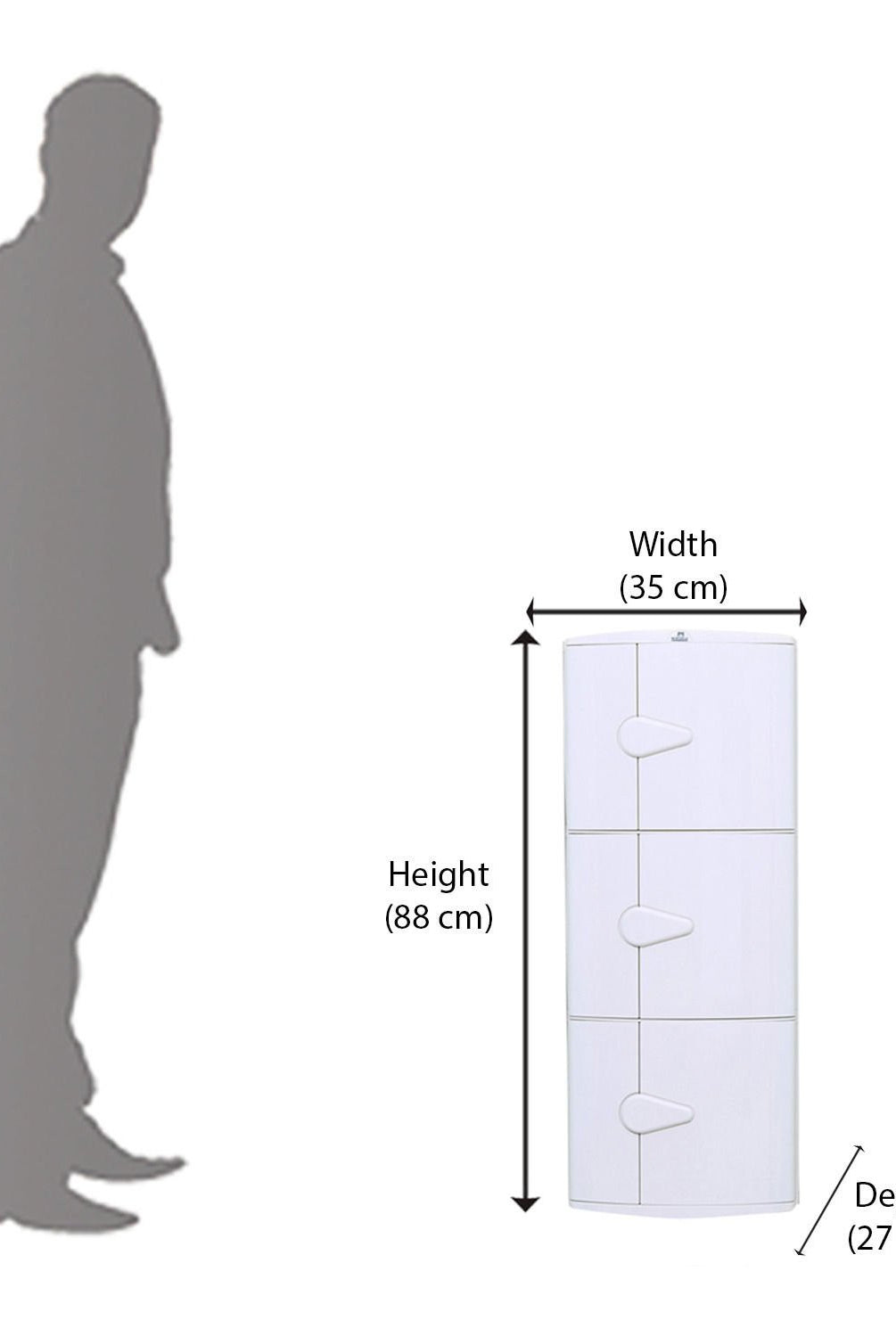 Nilkamal Blooms Plastic Wall Mount 3 Door Corner Cabinet | HOMEGENIC.