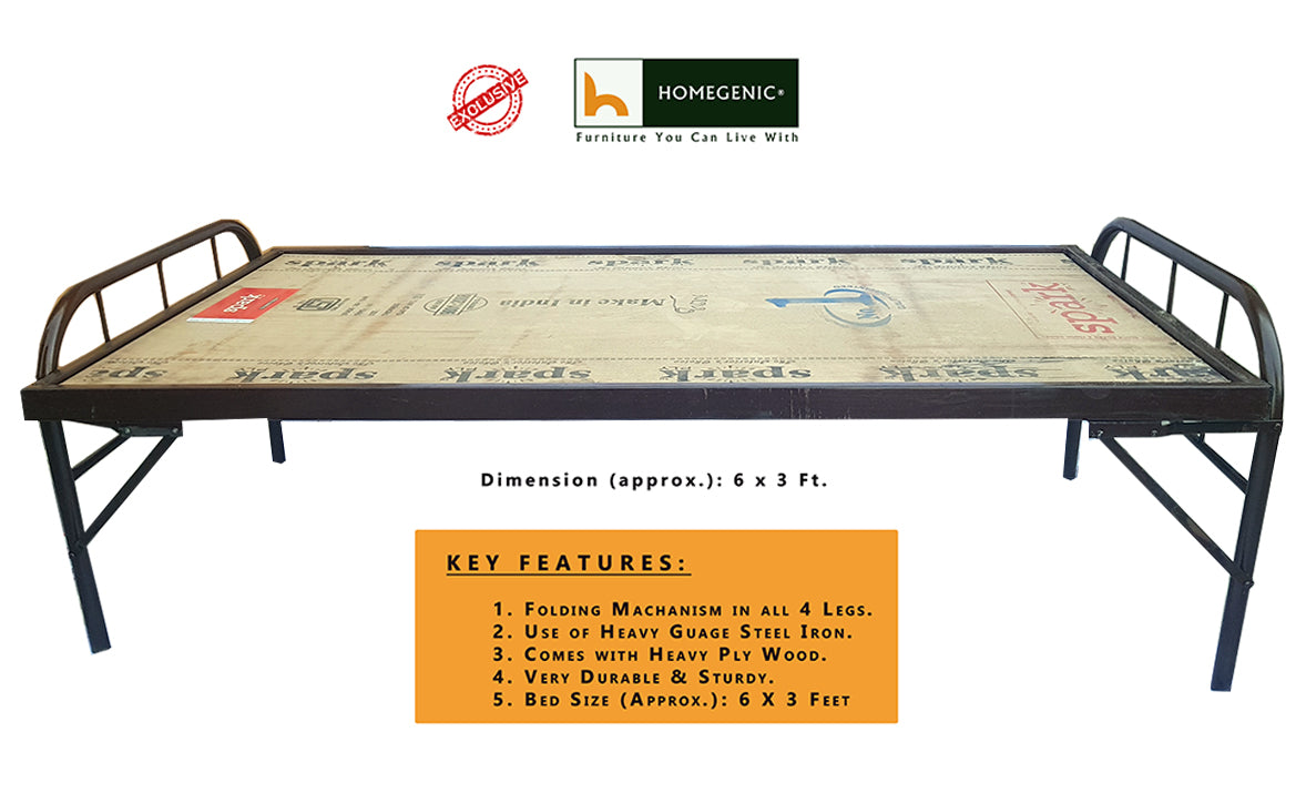 Smart Folding Bed with Mattress & Pillow (6x3 feet) | HOMEGENIC.