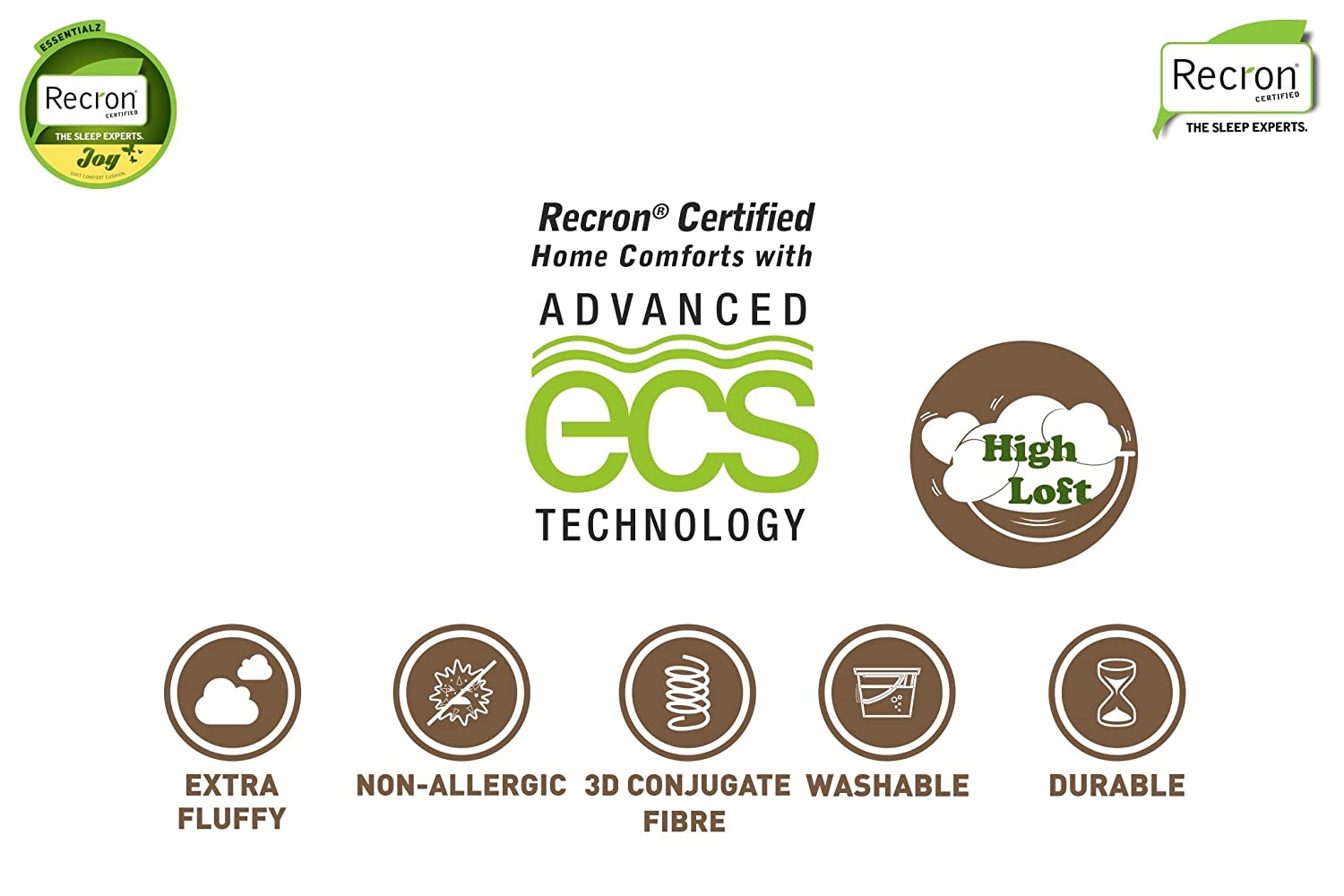 Recron Certified Paradise Microfiber Cushions 16 x 16 inch, White - Set of 5 | HOMEGENIC.