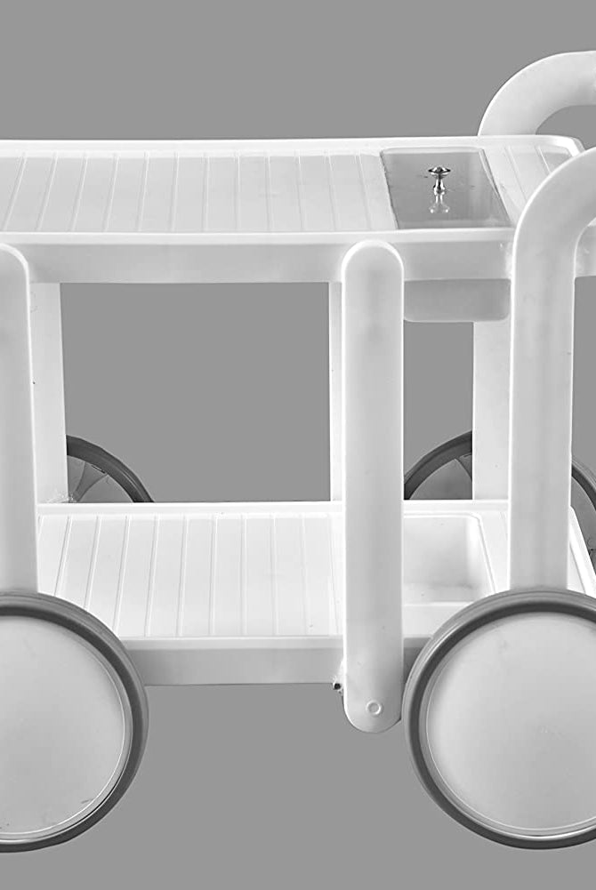 Italica Food Serving Trolley (Glossy Finish, White) | HOMEGENIC.