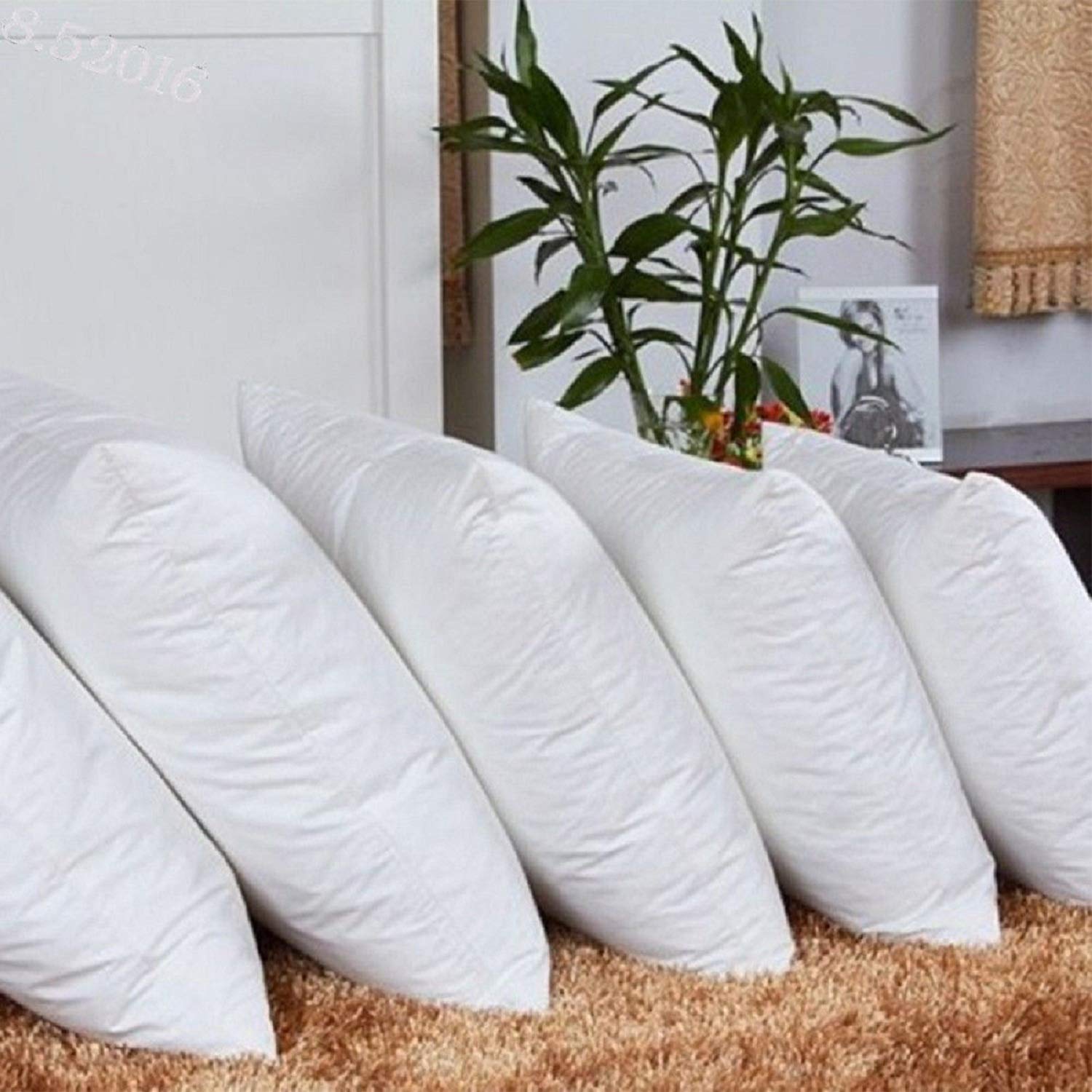 Recron Certified Paradise Microfiber Cushions 16 x 16 inch, White - Set of 5 | HOMEGENIC.