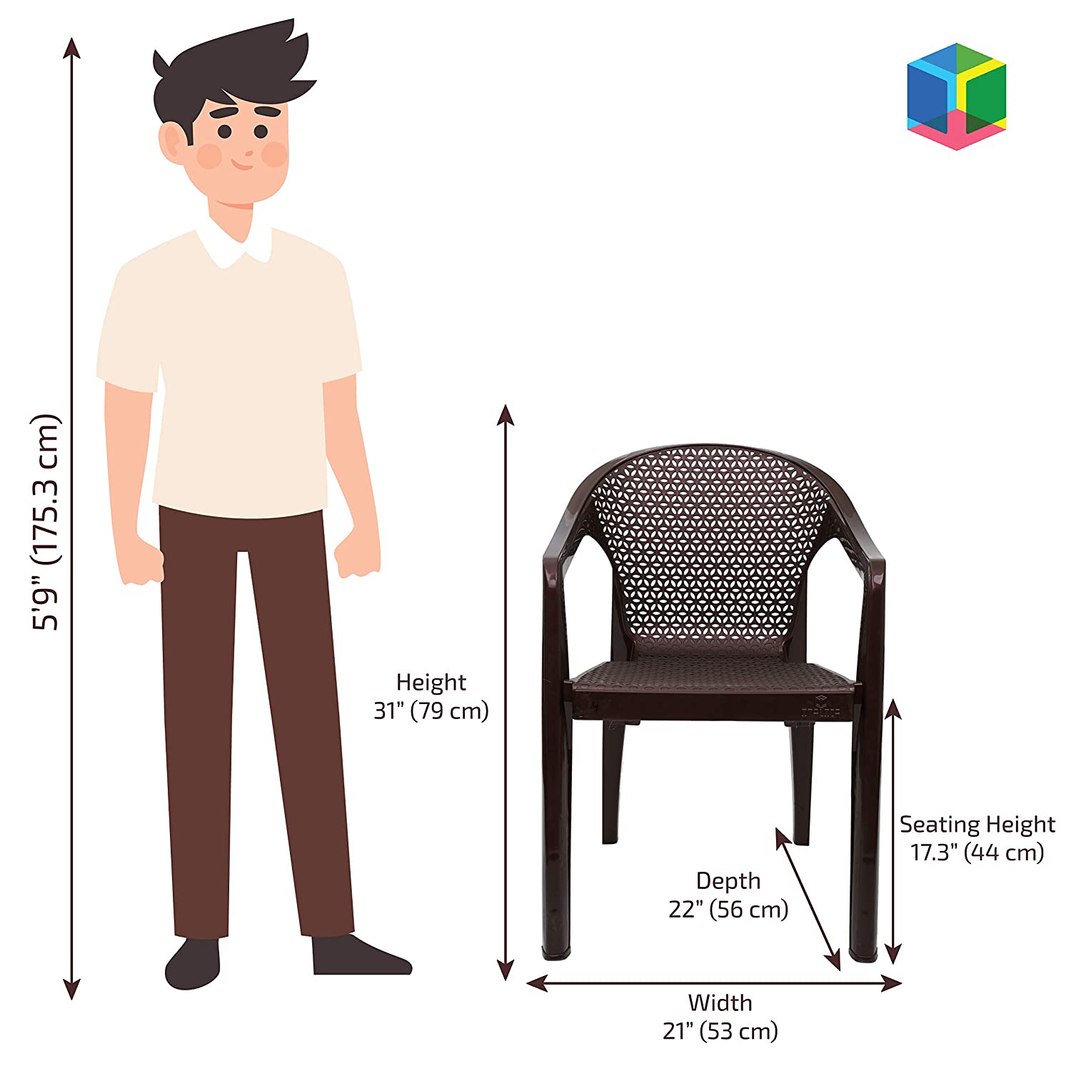 Italica Oxy Chair with Coffee Table (Brown) - Set of 4 Chairs | HOMEGENIC.