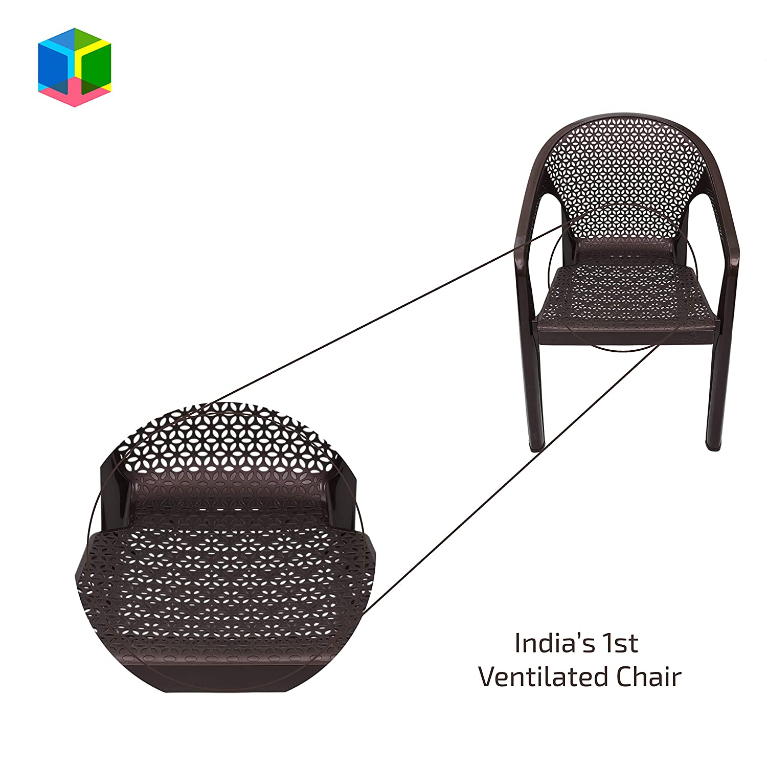 Italica Oxy Chair with Coffee Table (Brown) - Set of 4 Chairs | HOMEGENIC.