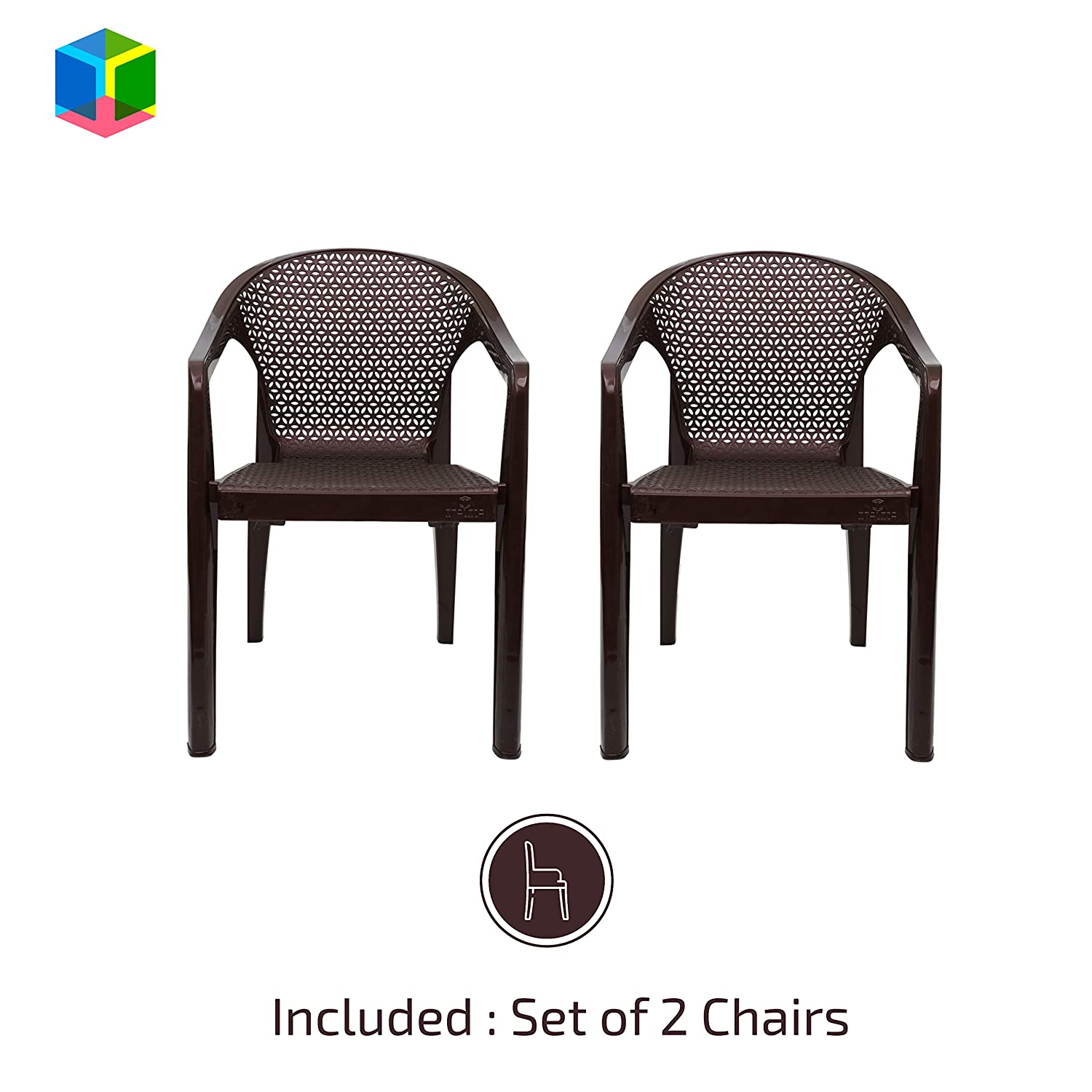 Italica Oxy Chair with Coffee Table (Brown) - Set of 4 Chairs | HOMEGENIC.