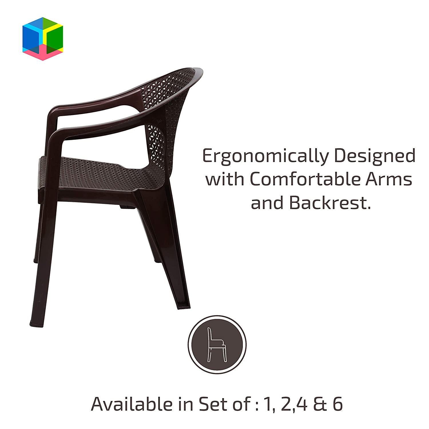 Italica Oxy Chair with Coffee Table (Brown) - Set of 4 Chairs | HOMEGENIC.