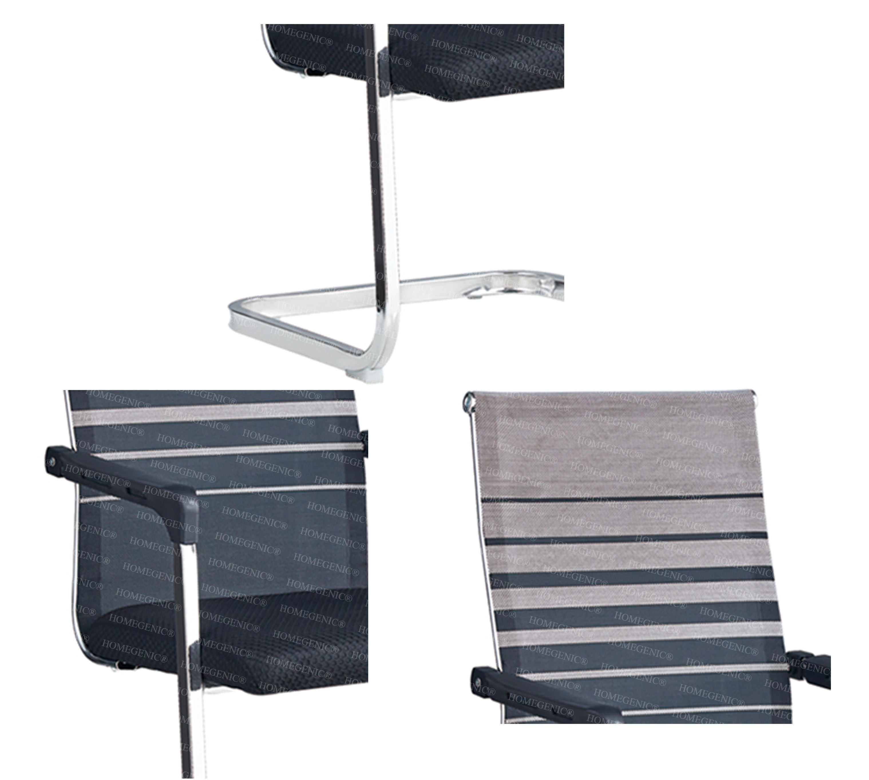 Homegenic S Type Cantilever Mesh Office Visitor Chairs (Stainless Steel) Rectangular Pipe | HOMEGENIC.