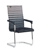 Homegenic S Type Cantilever Mesh Office Visitor Chairs (Stainless Steel) Rectangular Pipe | HOMEGENIC.