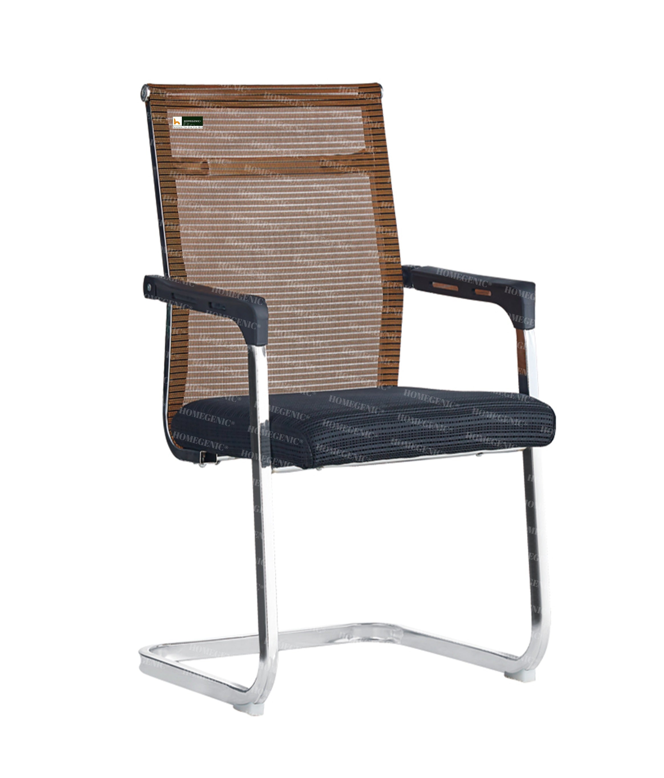 Homegenic S Type Cantilever Mesh Office Visitor Chairs (Stainless Steel) Rectangular Pipe | HOMEGENIC.
