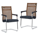 Homegenic S Type Cantilever Mesh Office Visitor Chairs (Stainless Steel) Rectangular Pipe | HOMEGENIC.