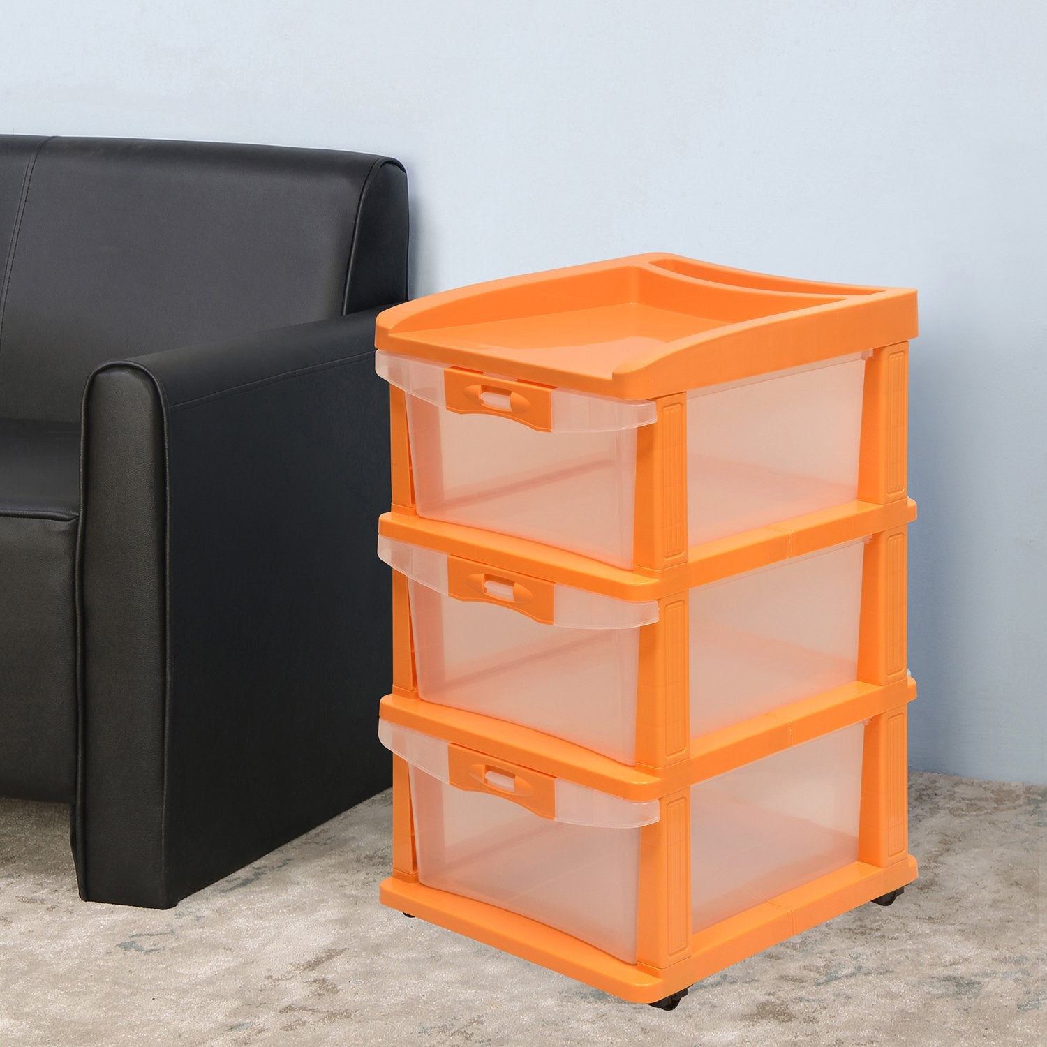Nilkamal Chester 23 Plastic Free Standing Chest of Drawers (Orange) | HOMEGENIC.