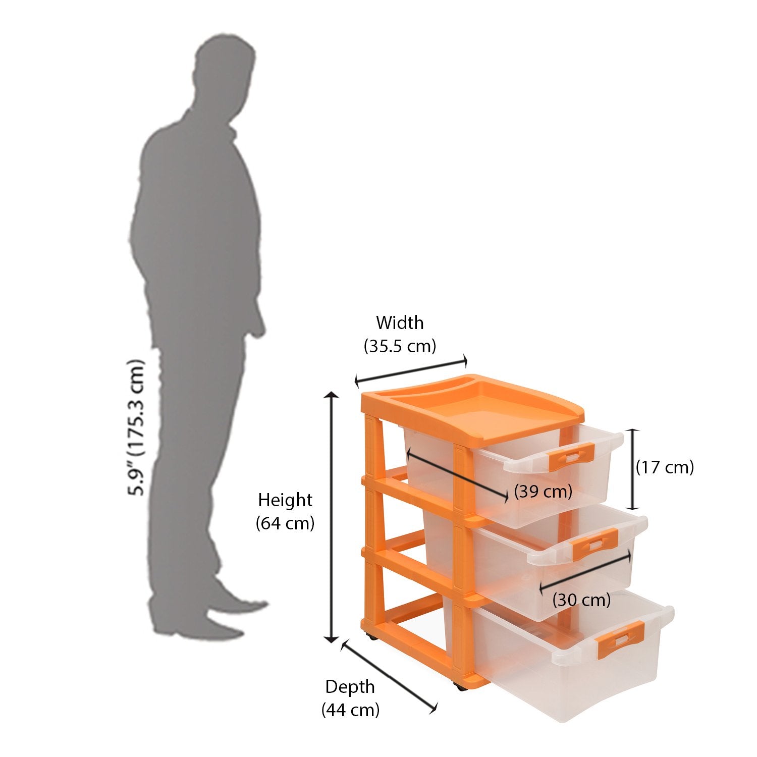 Nilkamal Chester 23 Plastic Free Standing Chest of Drawers (Orange) | HOMEGENIC.