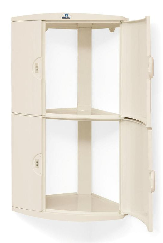 Nilkamal Blooms Plastic Wall Mount 2 Door Corner Cabinet | HOMEGENIC.