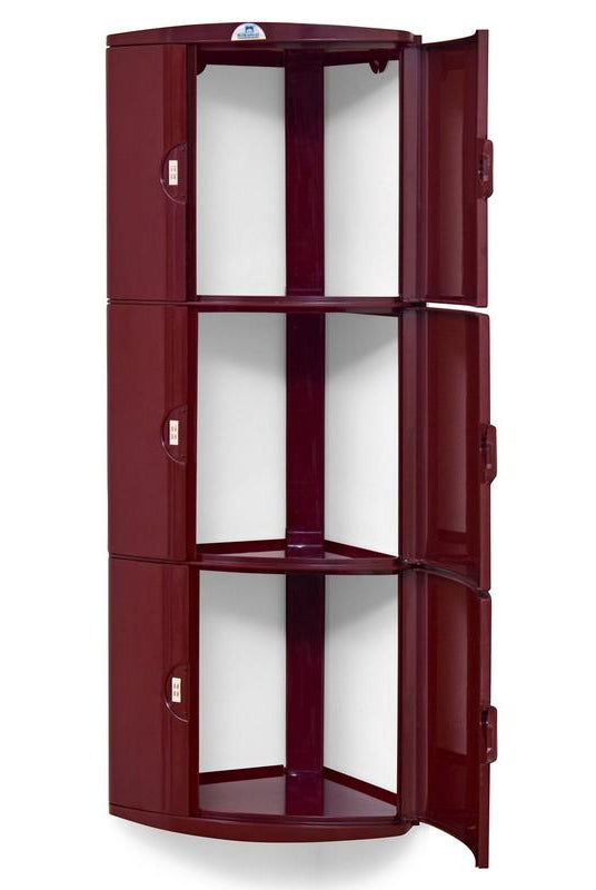 Nilkamal Blooms Plastic Wall Mount 3 Door Corner Cabinet | HOMEGENIC.