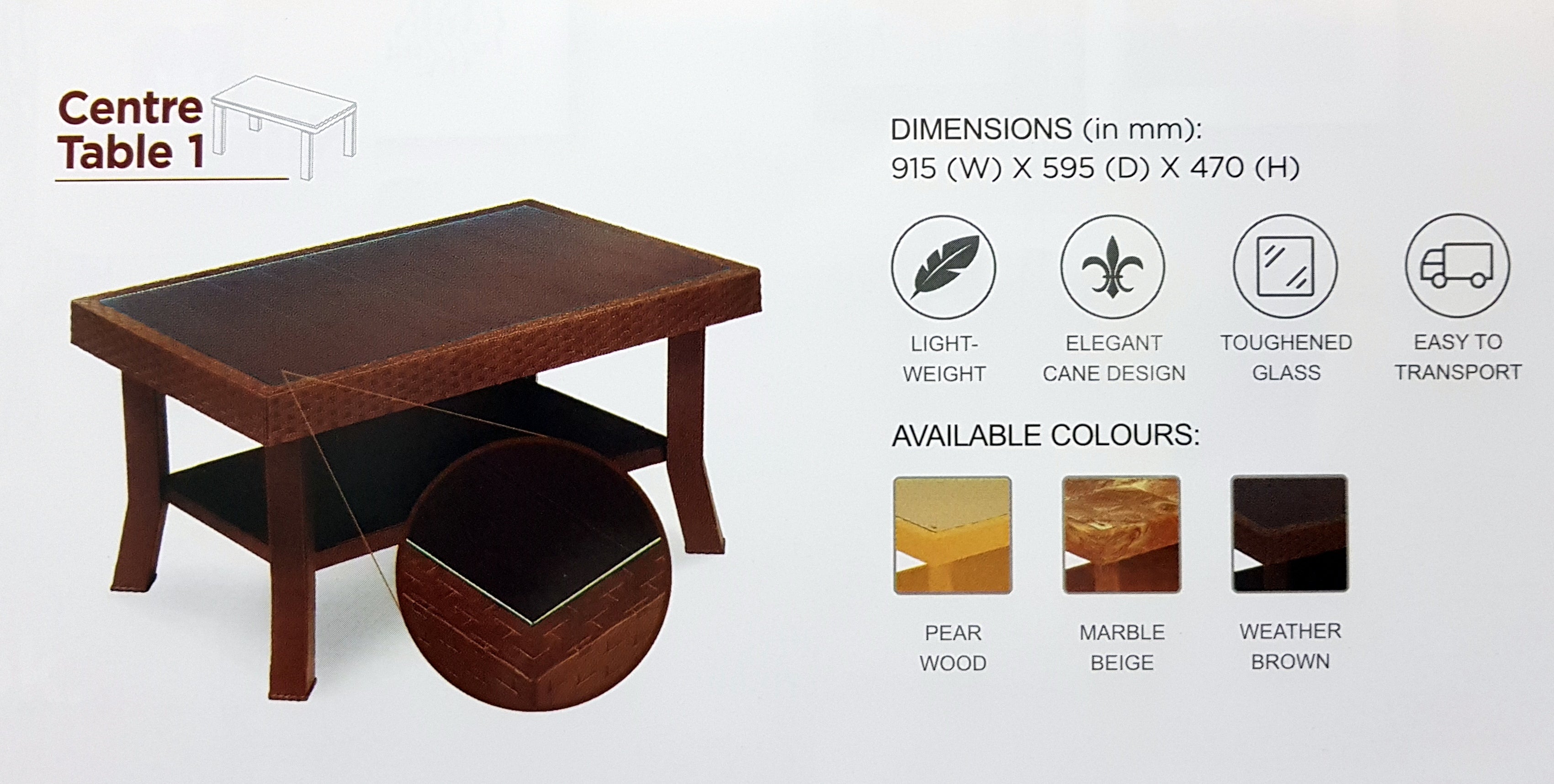 Nilkamal Rogue Coffee Table with Tempered Glass | HOMEGENIC.