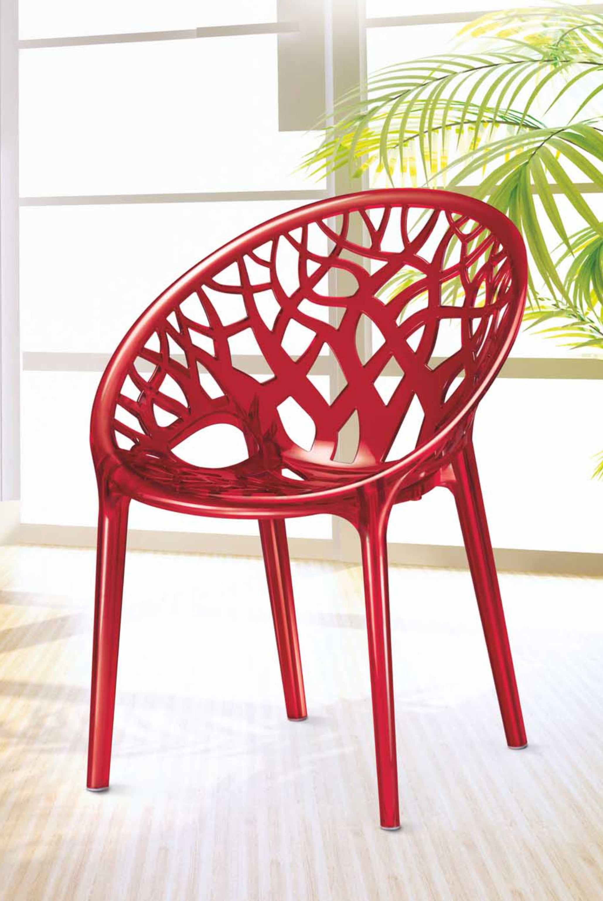 Nilkamal Crystal PC Chairs (Transparent Red) | HOMEGENIC.