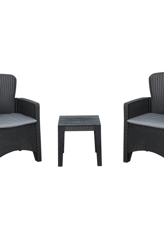 Nilkamal Divine set of 2 Chairs with Coffee Table (Black) | HOMEGENIC.