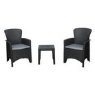 Nilkamal Divine set of 2 Chairs with Coffee Table (Black) | HOMEGENIC.