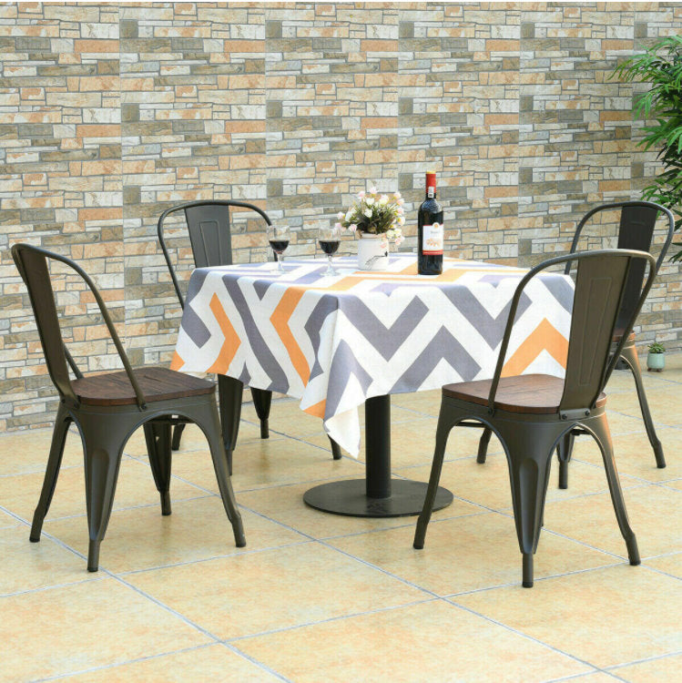 Replica Tolix Metal Bistro Dining Chair With Wood Top | HOMEGENIC.