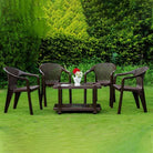 Italica Oxy Chair with Coffee Table (Brown) - Set of 4 Chairs | HOMEGENIC.