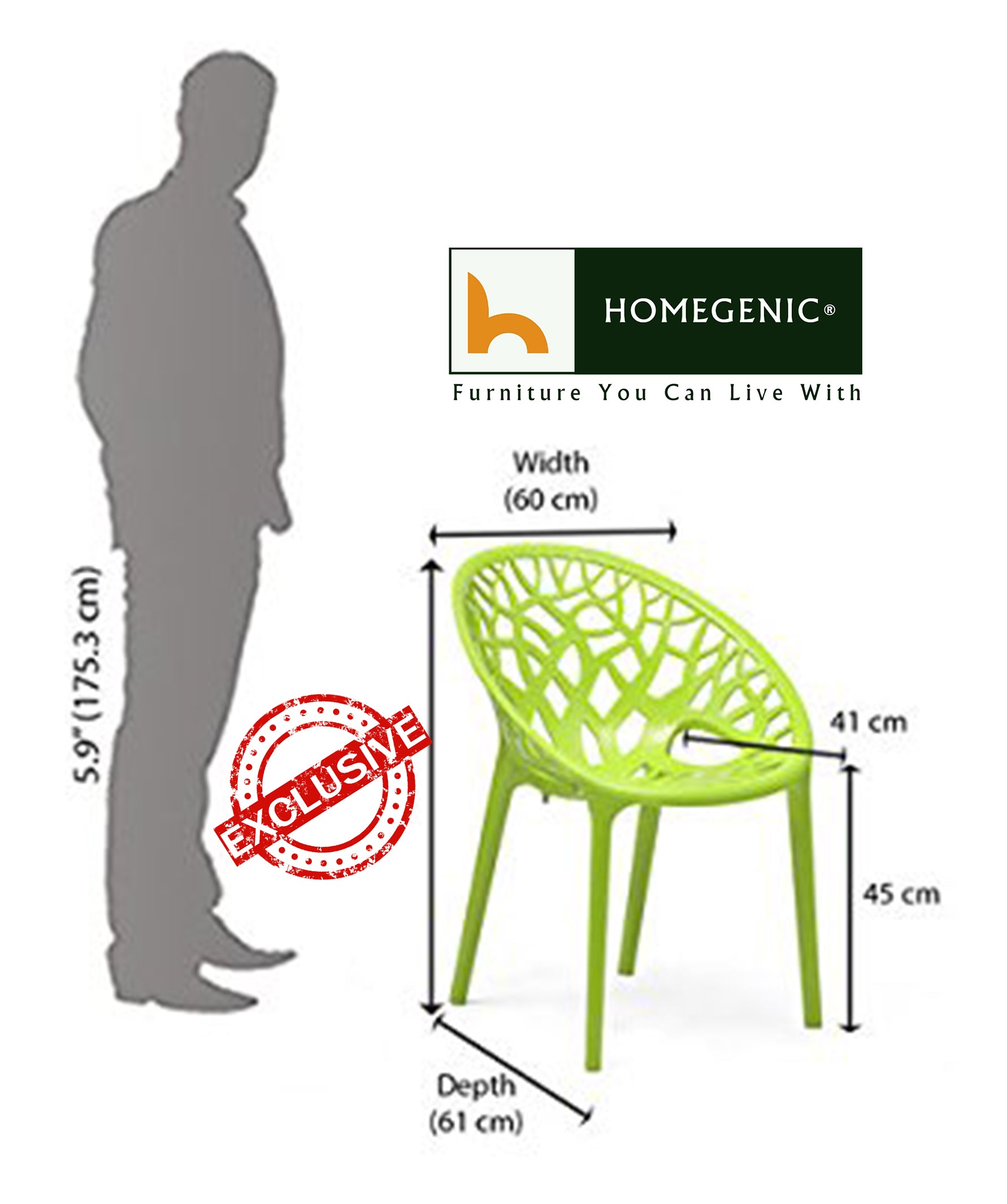Nilkamal Crystal PP Chairs (Lime Green Color) | HOMEGENIC.