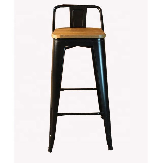 Torup Tolix Metal Bistro Bar Stool with Wood Seat- 30" | HOMEGENIC.