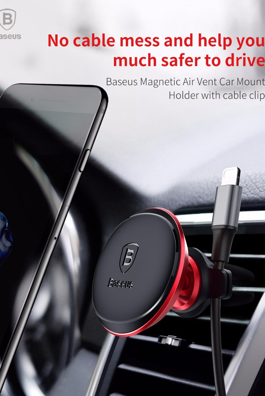 Baseus Magnetic Car Mobile holder with cable clip 360 Rotate | HOMEGENIC.