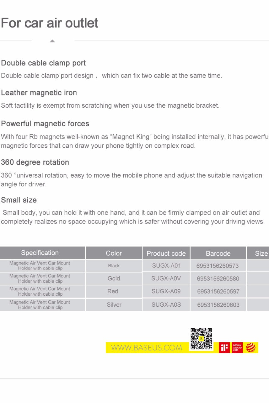 Baseus Magnetic Car Mobile holder with cable clip 360 Rotate | HOMEGENIC.