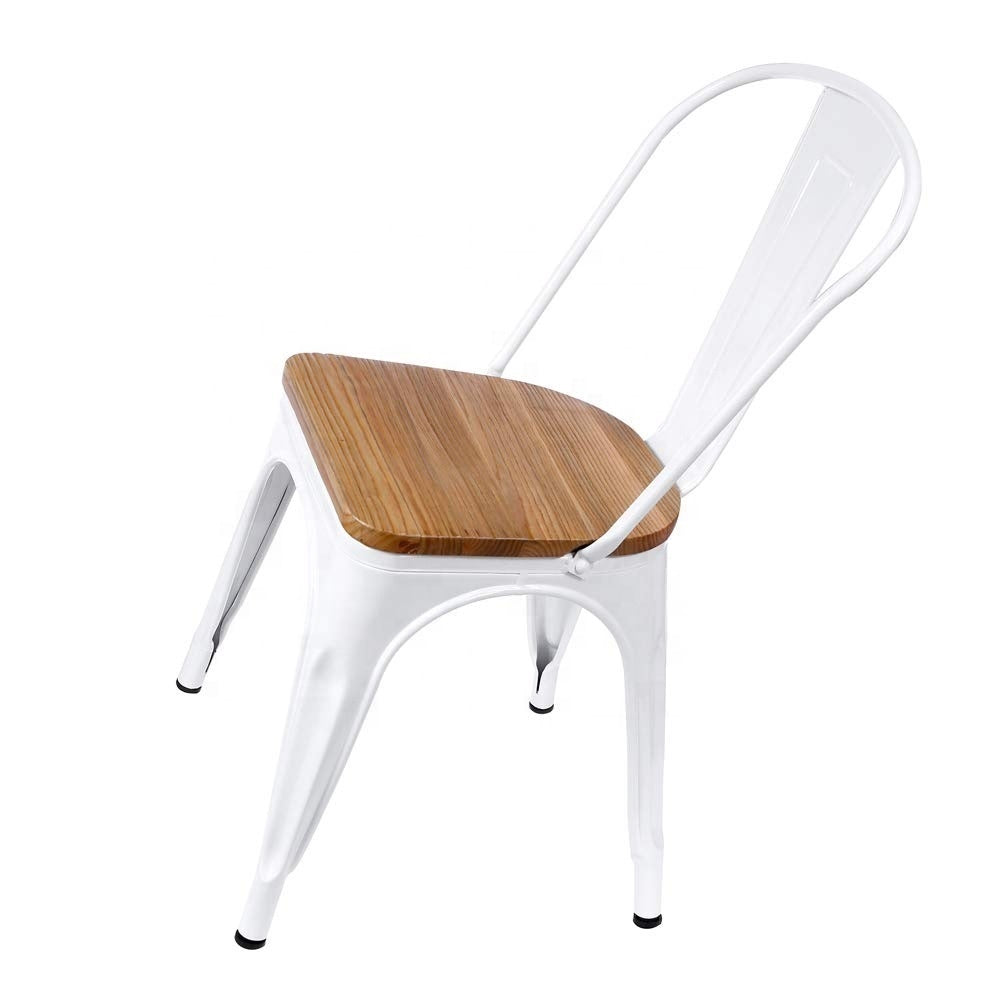 Replica Tolix Metal Bistro Dining Chair With Wood Top | HOMEGENIC.