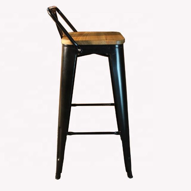 Torup Tolix Metal Bistro Bar Stool with Wood Seat- 30" | HOMEGENIC.