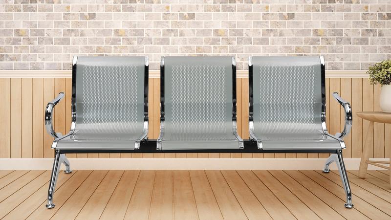 Nilkamal Italia 3 Seater Bench Reception Chair (Silver) | HOMEGENIC.