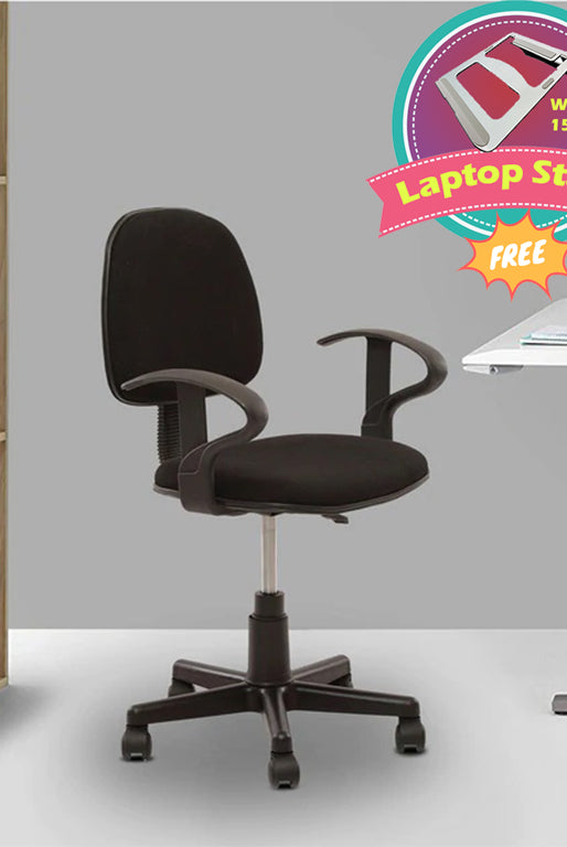 Nilkamal Venus Computer Chair (Black) with Laptop Stand Complimentary | HOMEGENIC.