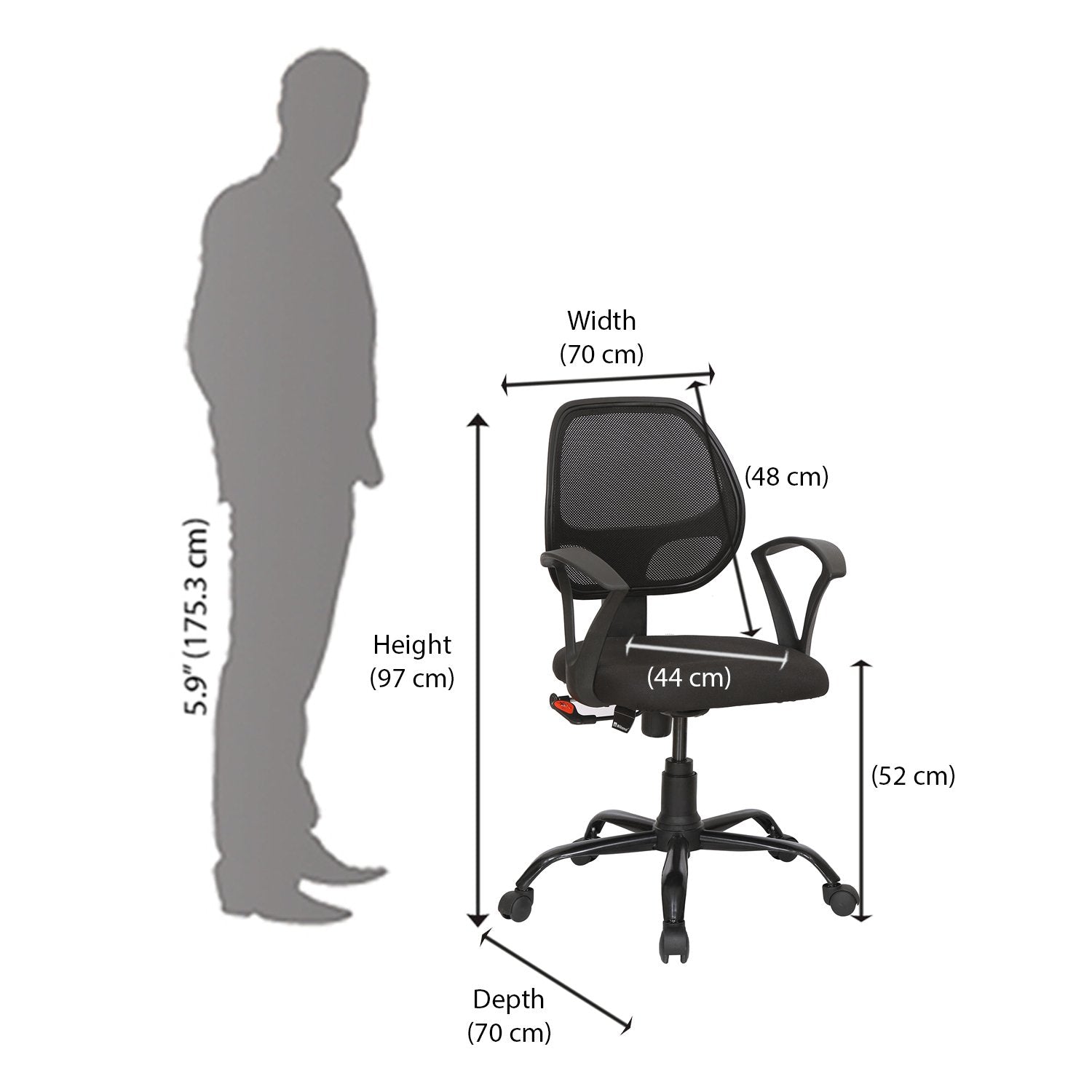 Nilkamal Mustang Mid Back Office Chair | HOMEGENIC.