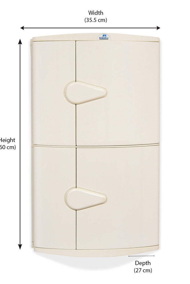 Nilkamal Blooms Plastic Wall Mount 2 Door Corner Cabinet | HOMEGENIC.