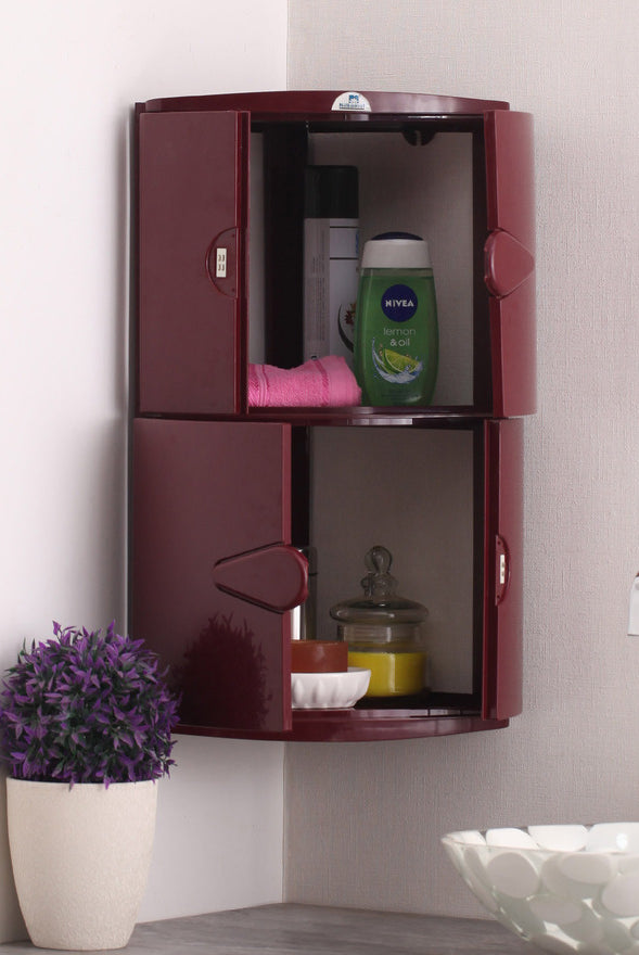 Nilkamal Blooms Plastic Wall Mount 2 Door Corner Cabinet | HOMEGENIC.