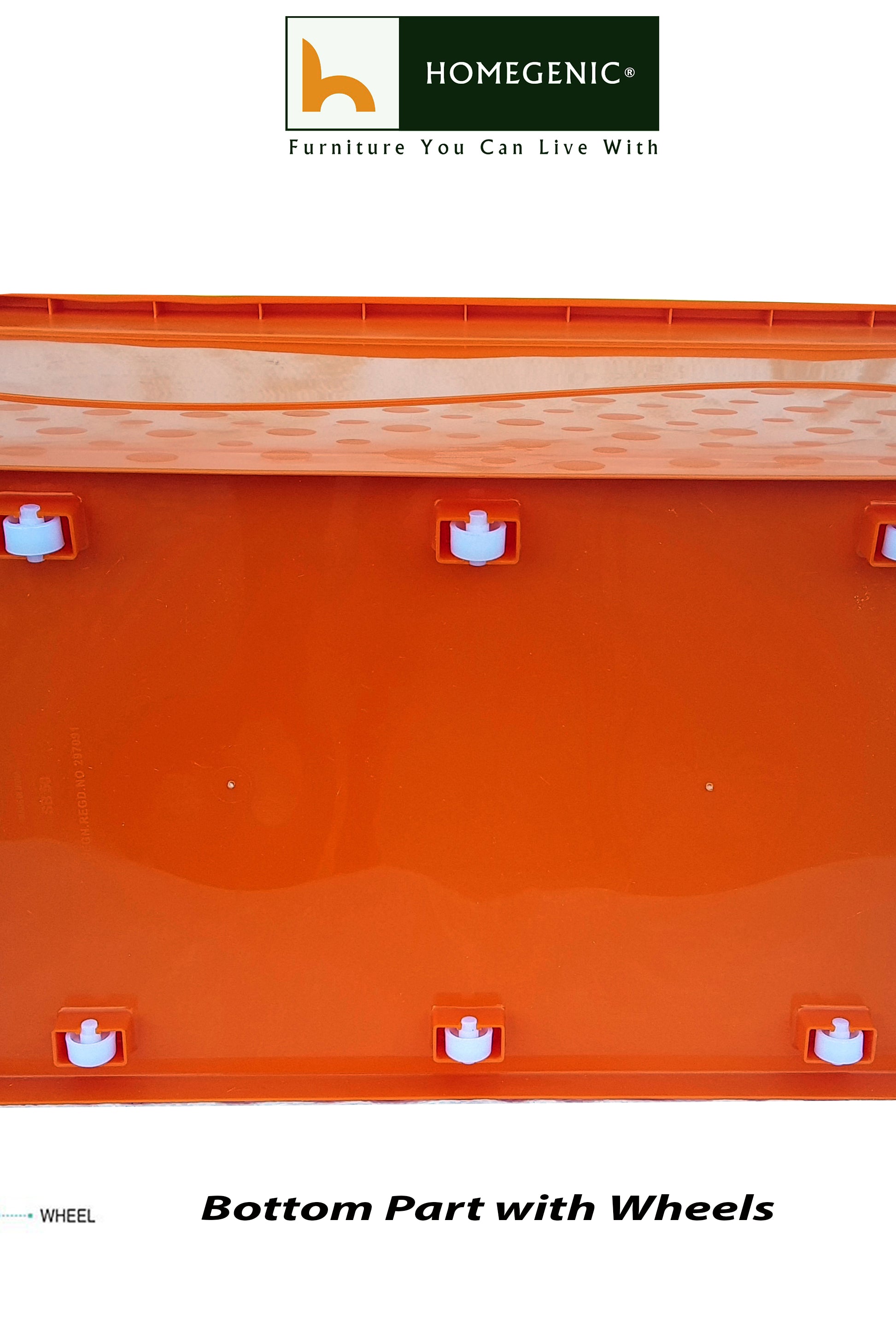 Nilkamal Stackable Storage Box 50 Ltr with Wheels (Orange-Yellow) | HOMEGENIC.