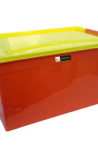 Nilkamal Stackable Storage Box 50 Ltr with Wheels (Orange-Yellow) | HOMEGENIC.