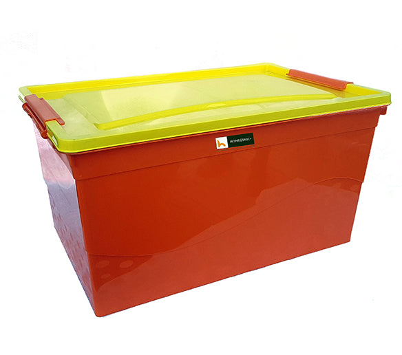 Nilkamal Stackable Storage Box 50 Ltr with Wheels (Orange-Yellow) | HOMEGENIC.