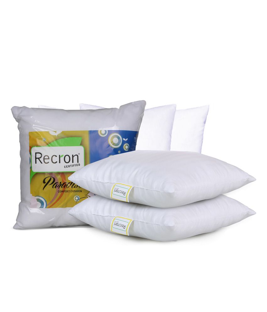Recron Certified Paradise Microfiber Cushions 16 x 16 inch, White - Set of 5 | HOMEGENIC.